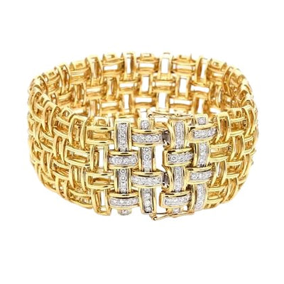 Garavelli Woven Link Gold Bracelet with Diamonds