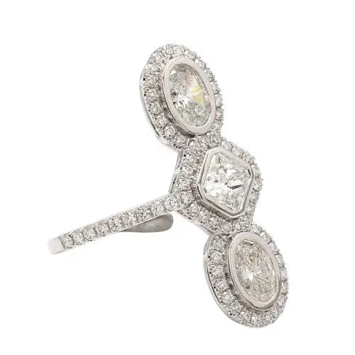 Radiant Diamond Ring with Oval and Round Accents