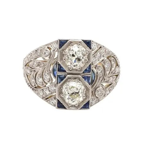Vintage Diamond Ring with Sapphire Accents