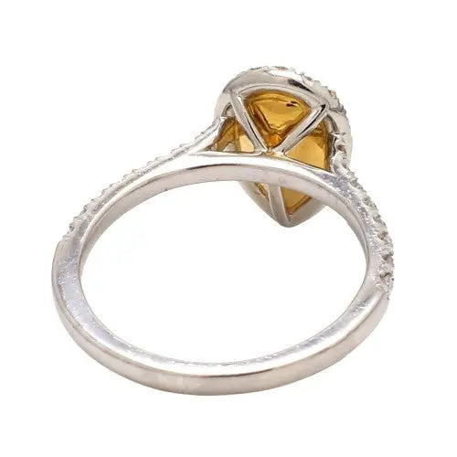 Fancy Orangy Yellow Diamond Ring with Round Diamond Accents