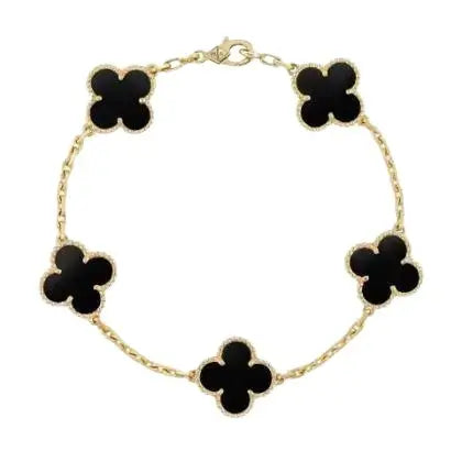 Van Cleef & Arpels Alhambra 5-Motif Onyx Charm Bracelet