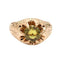 Estate 14K Round Peridot Belcher Style Ring with Ornate Engravings