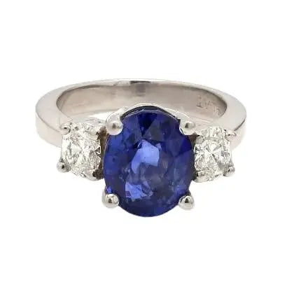 Platinum Sapphire and Diamond Ring