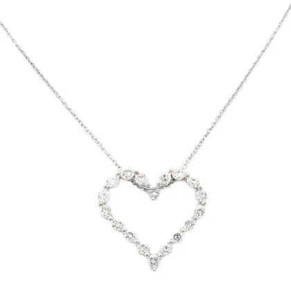 18K White Gold Heart Necklace with Diamonds