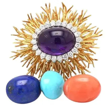 Tiffany & Co Schlumberger Brooch with Gemstones and Diamonds