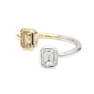 Fancy Diamond Bypass Ring with Emerald-Cut Stones