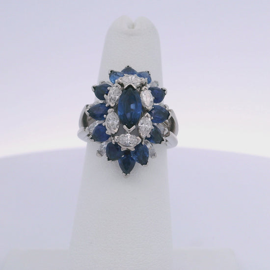2.75CTW SAPPHIRES & 1.25CTW MARQUISE CUT DIAMOND RING