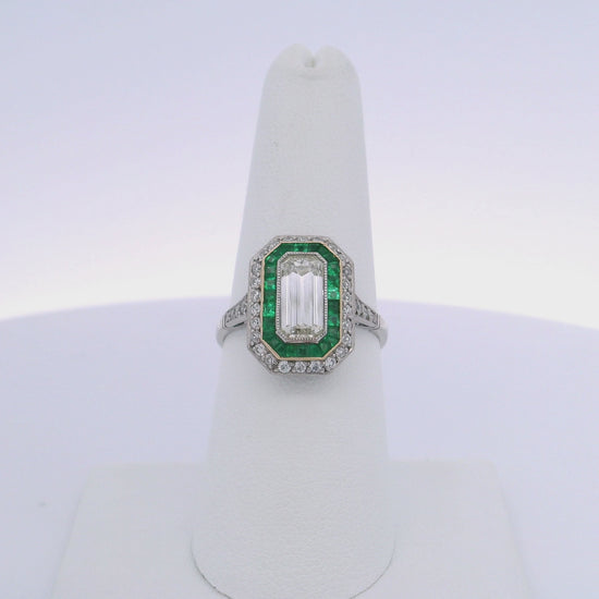1.45CT EMERALD CUT DIAMOND & 0.75CTW EMERALD RING