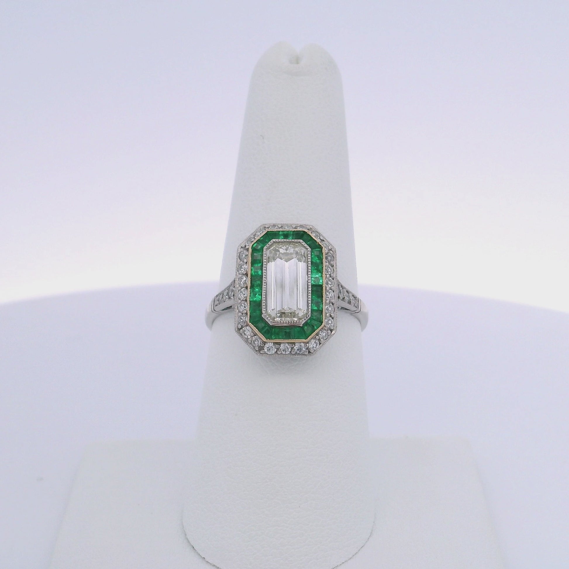 1.45CT EMERALD CUT DIAMOND & 0.75CTW EMERALD RING
