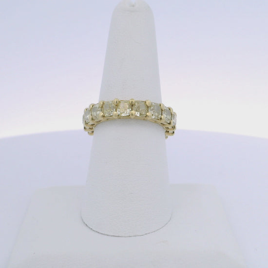 6.40CTW CUSHION CUT YELLOW DIAMOND ETERNITY BAND