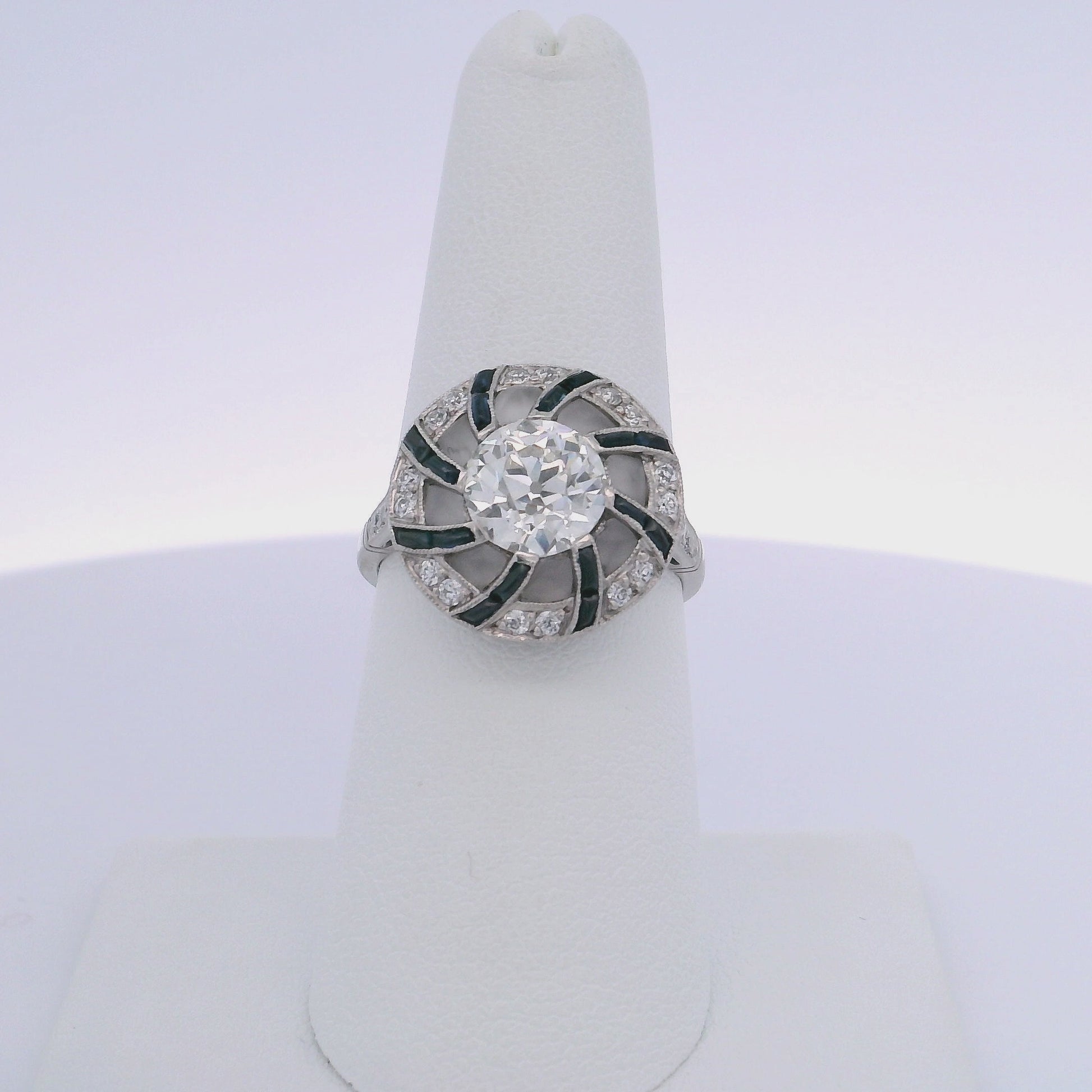 1.75CTW OLD EUROPEAN CUT DIAMOND & 1.00CTW SAPPHIRE DIAMOND RING