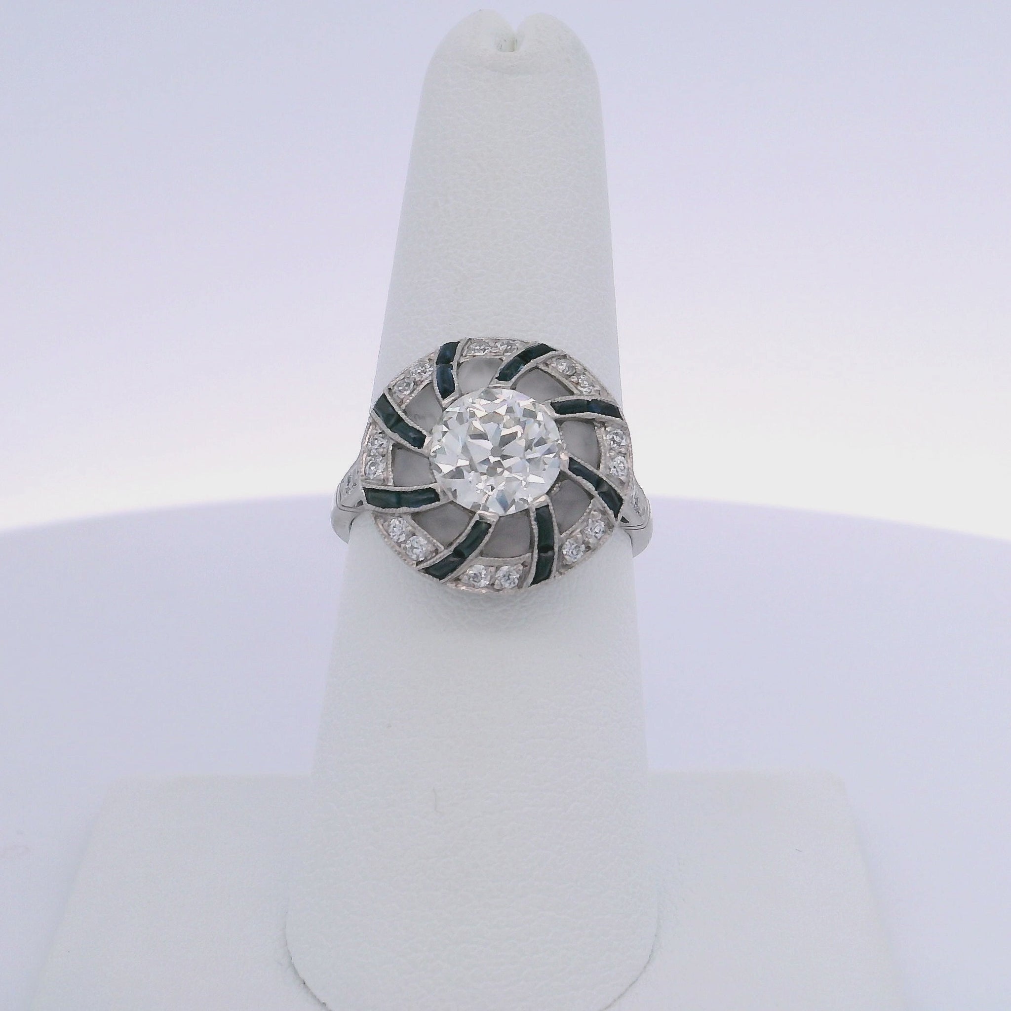 1.75CTW OLD EUROPEAN CUT DIAMOND & 1.00CTW SAPPHIRE DIAMOND RING
