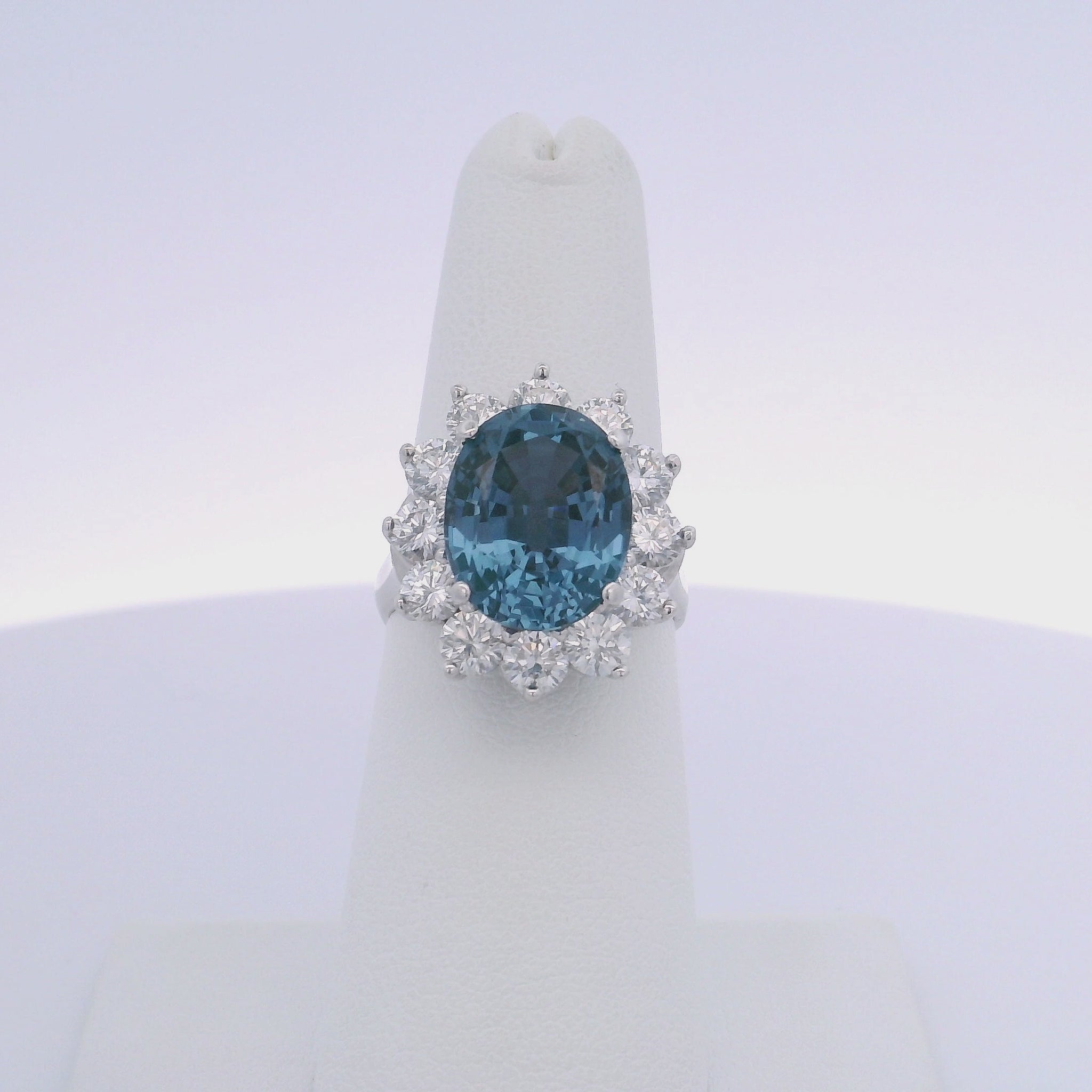 6.52CTW BLUE SPINEL & 2.50CTW ROUND BRILLIANT CUT DIAMOND RING