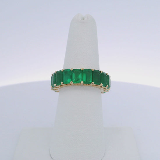 9.98CTW EMERALD CUT EMERALD ETERNITY BAND