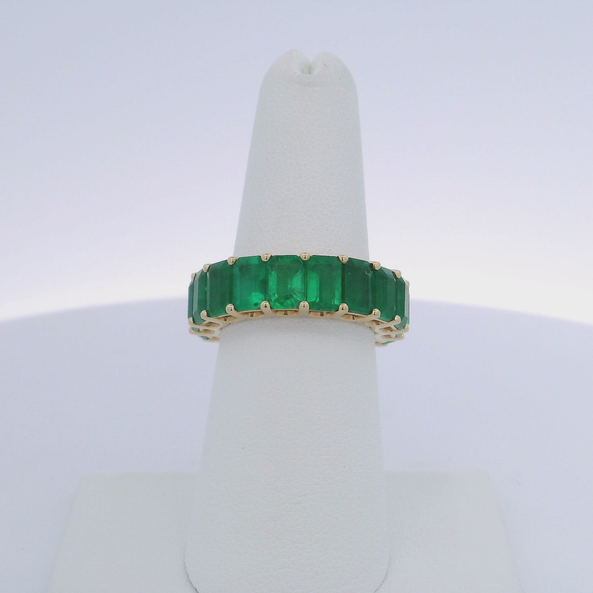 9.98CTW EMERALD CUT EMERALD ETERNITY BAND
