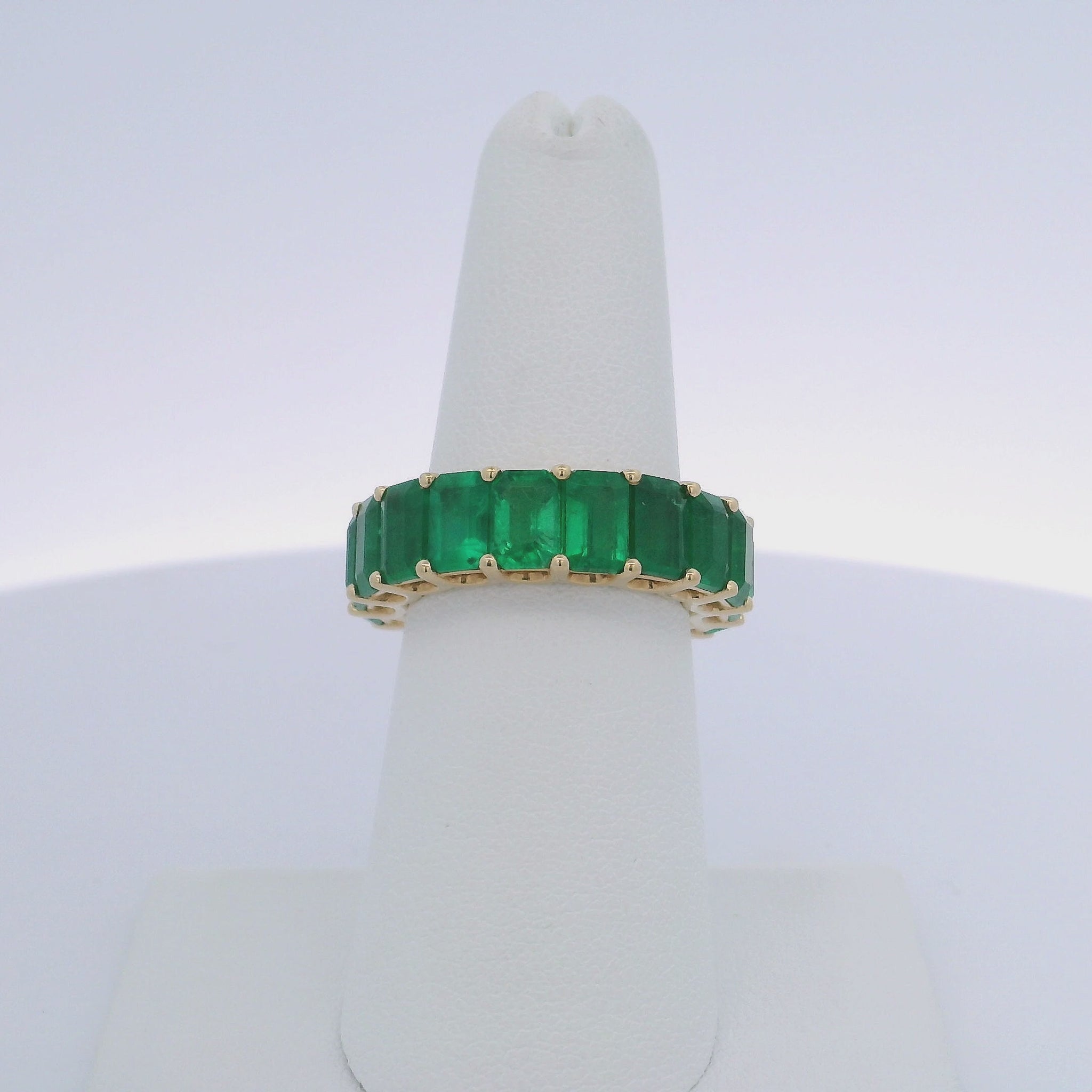 9.98CTW EMERALD CUT EMERALD ETERNITY BAND