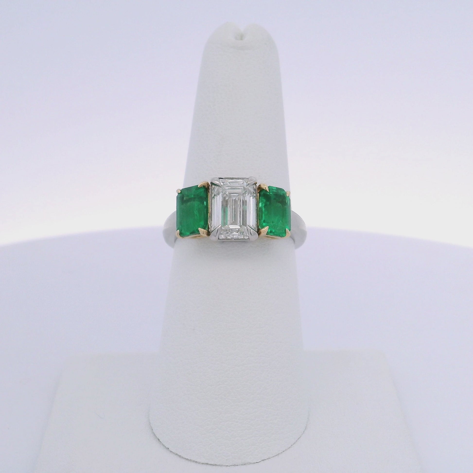 2.01CTW EMERALD CUT & 1.94CTW EC EMERALD & DIAMOND RING