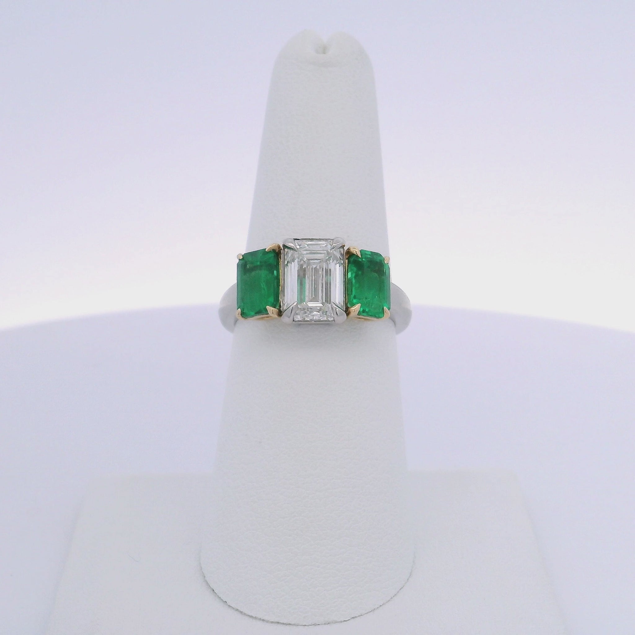 2.01CTW EMERALD CUT & 1.94CTW EC EMERALD & DIAMOND RING
