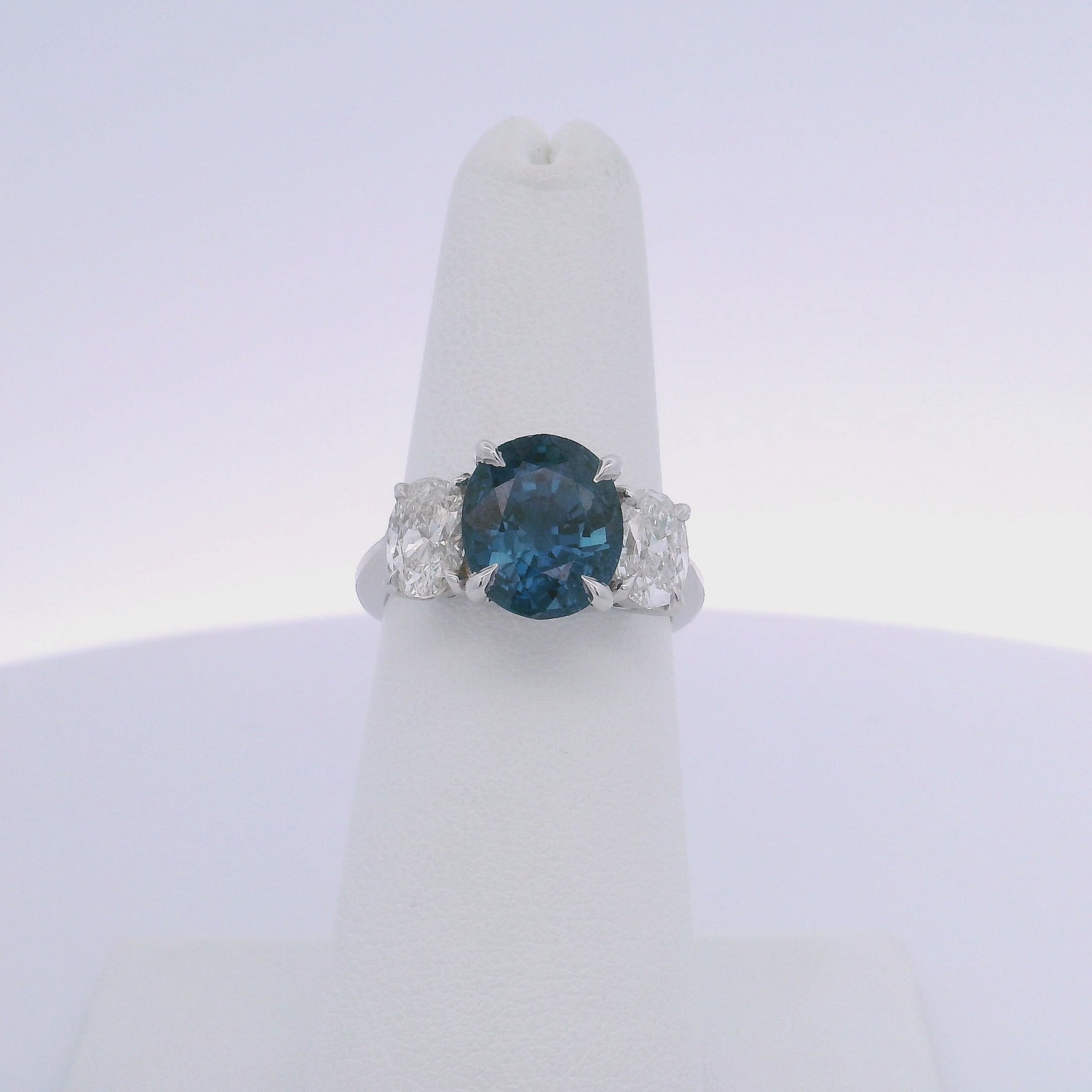 5.34CTW OVAL SAPPHIRE & 1.44 OVAL DIAMOND RING