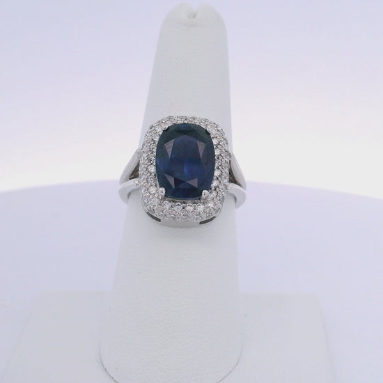 6.00CTW OVAL SAPPHIRE & 0.75CTW ROUND BRILLIANT CUT DIAMOND RING