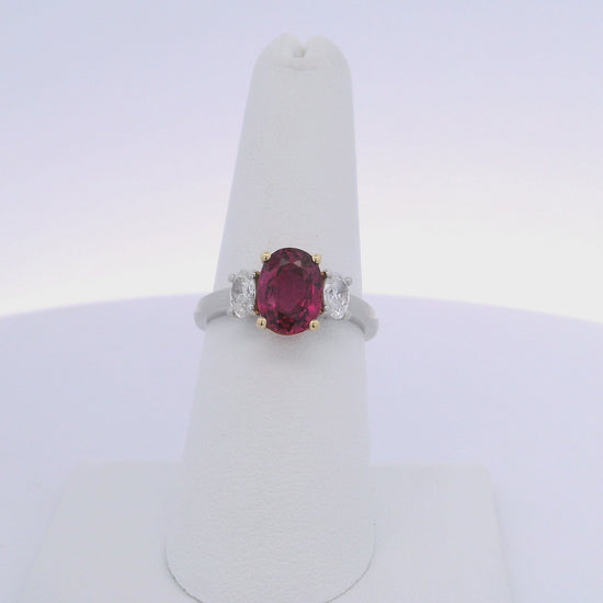 2.43CTW OVAL RUBY & 0.50CTW OVAL CUT DIAMONDS RING