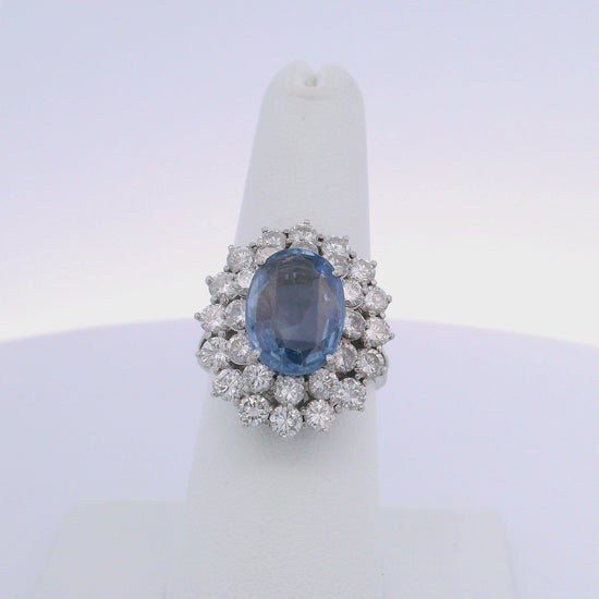 6.00CTW OVAL SAPPHIRE & 2.60CTW ROUND BRILLIANT CUT DIAMOND RING