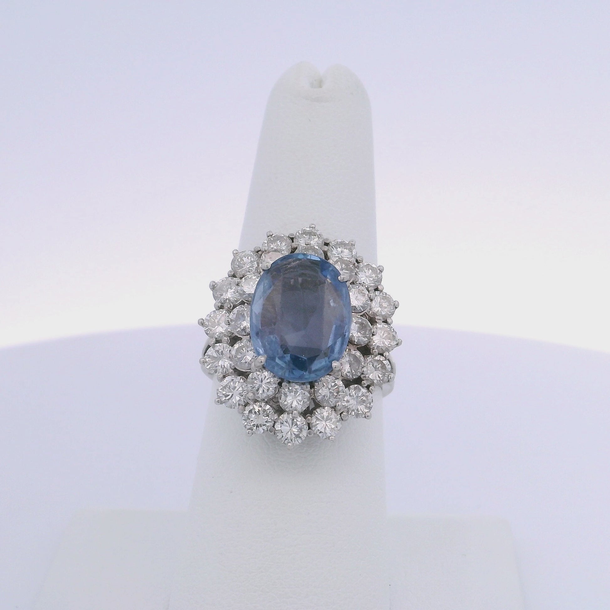 6.00CTW OVAL SAPPHIRE & 2.60CTW ROUND BRILLIANT CUT DIAMOND RING