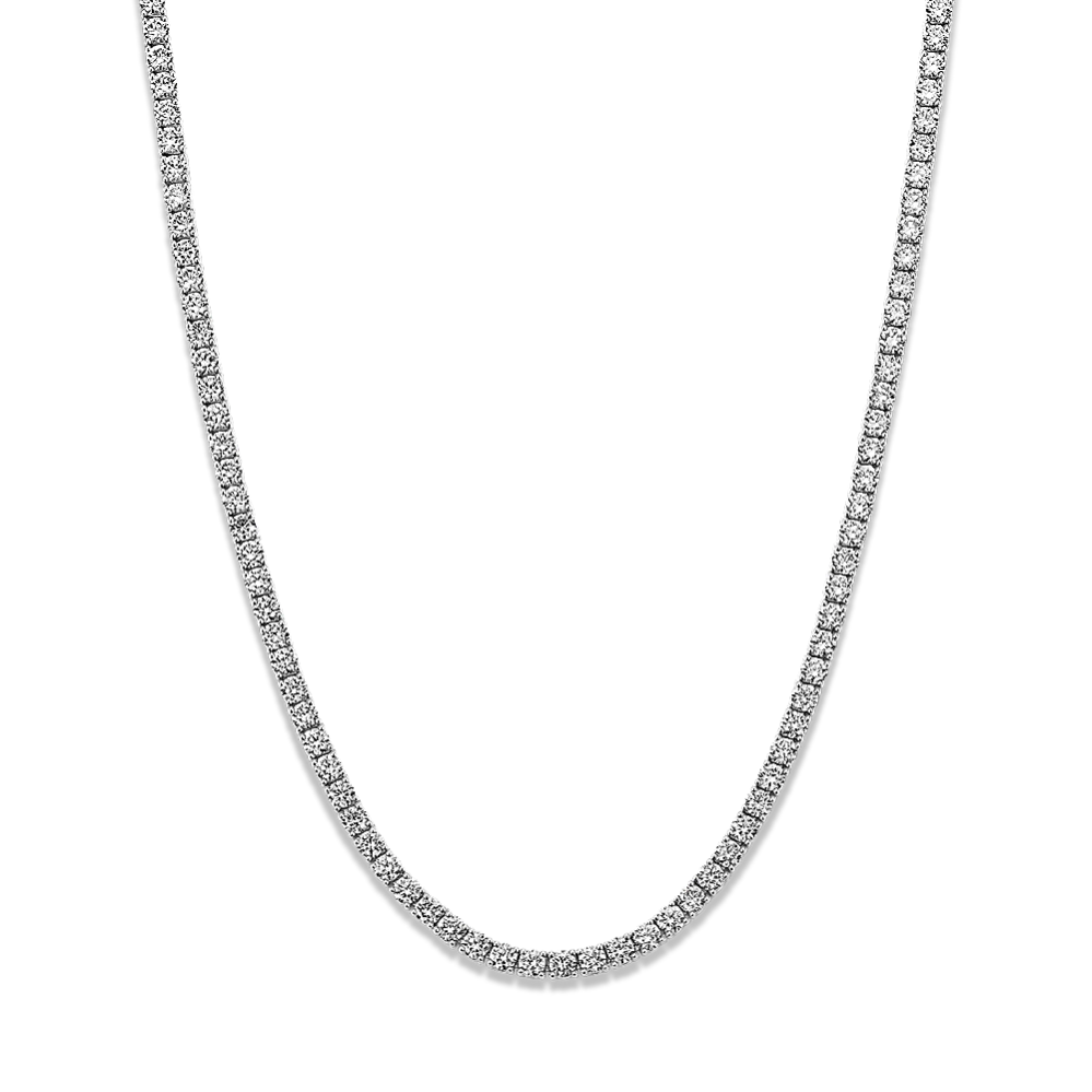 7ctw Round Brilliant Diamond Tennis Necklace White or Yellow Gold 