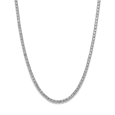 7ctw Round Brilliant Diamond Tennis Necklace White or Yellow Gold 