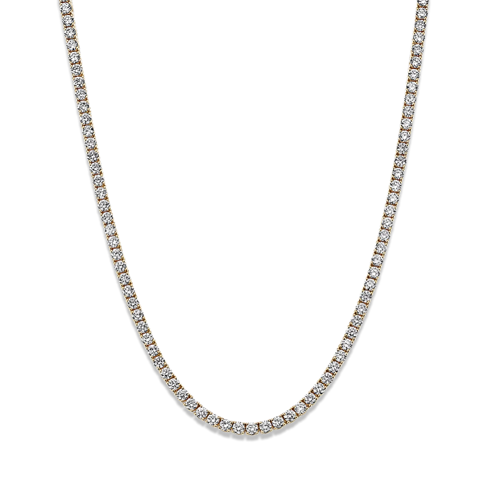7ctw Round Brilliant Diamond Tennis Necklace White or Yellow Gold 