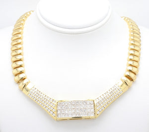 SOLD - 5.84ctw Princess and Round Brilliant Cut Diamond Necklace