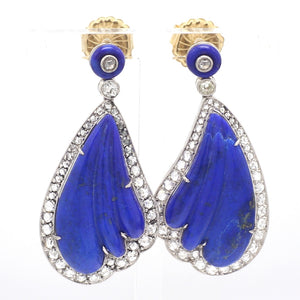 25.16ctw Lapis Lazuli and Diamond Earrings