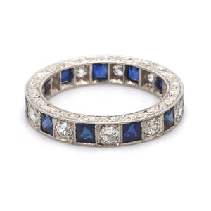 SOLD - 0.85ctw Sapphire and Old European Cut Diamond Band