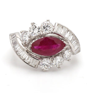 SOLD - 1.30ct Marquise Cut Ruby Ring - GIA Certified
