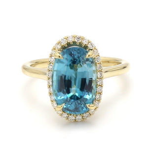 SOLD - 6.05ct Oval Cut Blue Zircon Ring