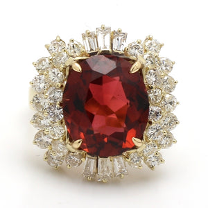 SOLD - 7.62ct Oval Cut, Orange-Red Tourmaline Ring