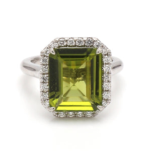 5.05ct Emerald Cut Peridot Ring