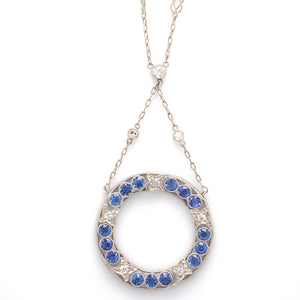 SOLD - 2.65ctw Round Brilliant Cut Sapphire and Diamond Necklace