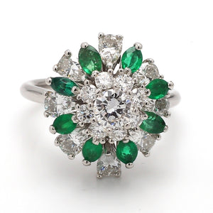 SOLD - 2.40ctw Pear, Round Brilliant Cut Diamond, and Emerald Ring