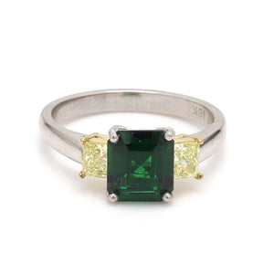 2.06ct Emerald Cut Tsavorite Ring