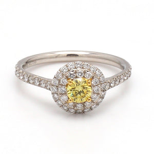 Tiffany & Co., 0.23ct Fancy Vivid Yellow, Round Brilliant Cut Diamond Ring
