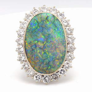 13.00ct Oval Cut, No Treatment, Gray Opal Ring - GIA Certified