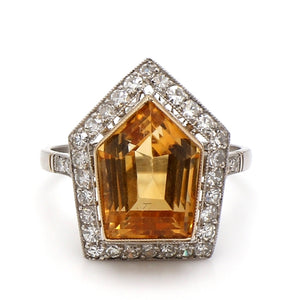 SOLD - 4.81ct Shield Cut Citrine Ring