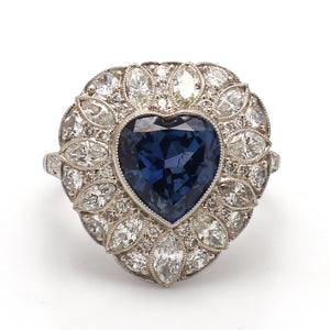 3.81ct Heart Shaped, No Heat, Color Change, Sapphire Ring - GIA Certified