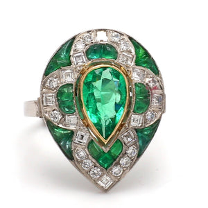 SOLD - 1.10ct Pear Shaped, Emerald Ring