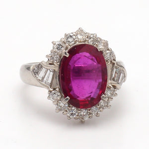 SOLD - 3.02ct Oval Cut, Purplish-Red, Thai Ruby Ring - GIA Certified