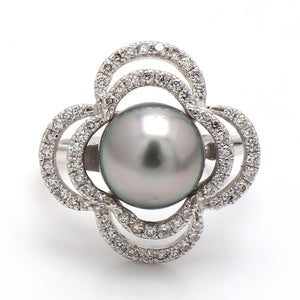 11mm Round, Black Pearl Ring