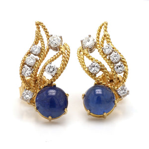 SOLD - 7.50ctw Round, Cabochon Cut Sapphire Earrings