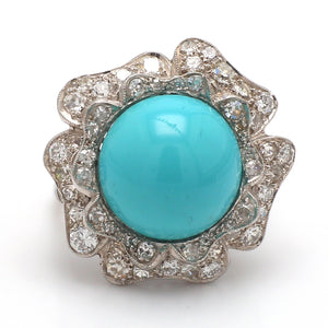 25mm Round Cabochon Cut Turquoise Ring