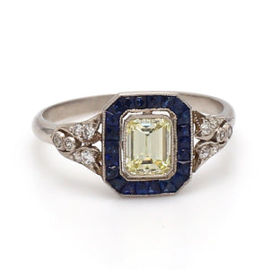 SOLD - 0.70ct Fancy Light Yellow, Emerald Cut Diamond Ring